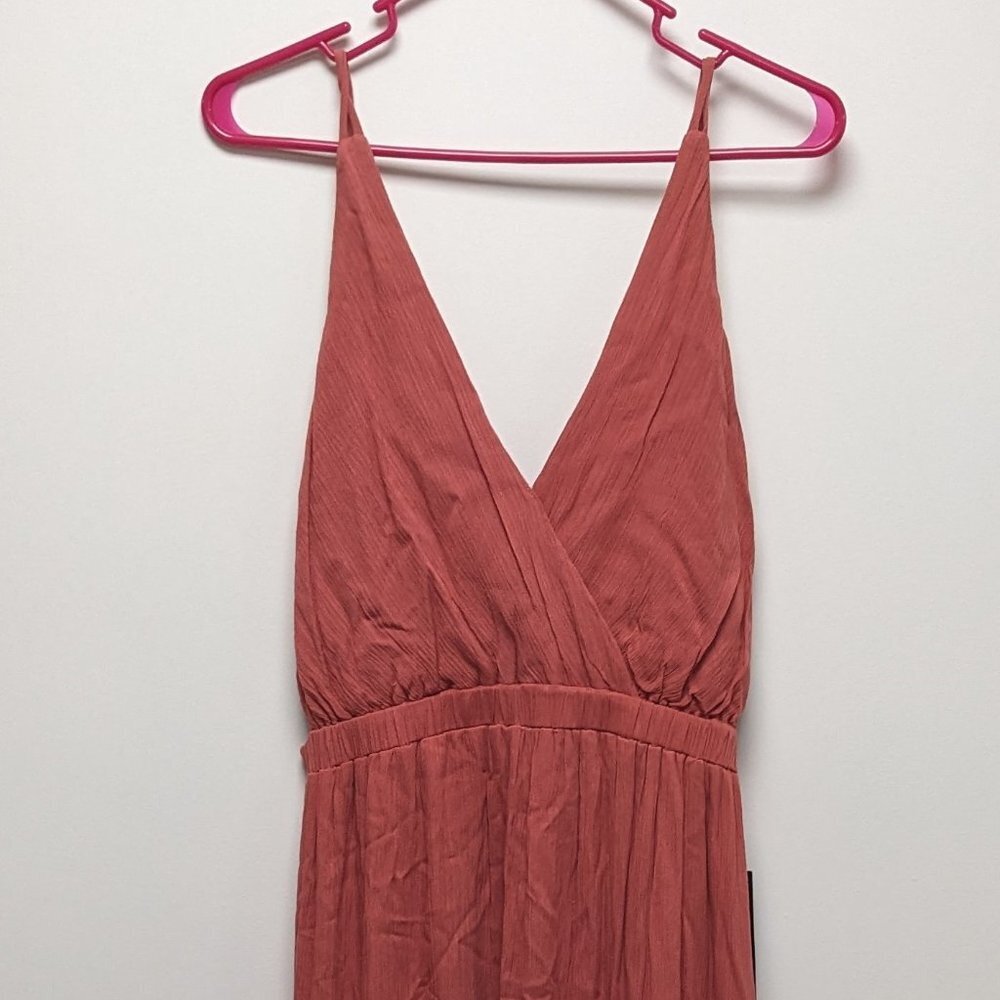 LULU's floor length backless dress Large women's orange wedding summer